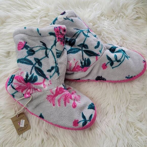 JOULES CABIN Ladies Homestyle Woman Slipper Boots Floral Size M 5-6 - Picture 1 of 10